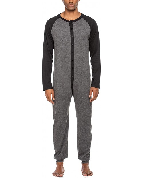 Hotouch Mens Onesie Pajamas Ultra Soft Thermal Union Suit One Piece Pajama with Butt Flap Sleepwear S-XXL at Men’s Clothing store