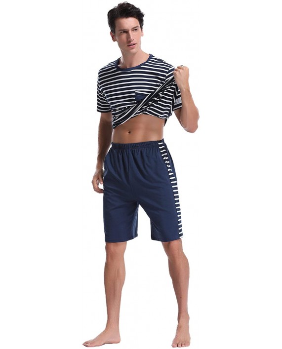 iClosam Men's Pajama Set Summer Short Sleeve Lounge Cotton Classic Striped Shorts & Shirt SleepwearS-XXL at Men’s Clothing store