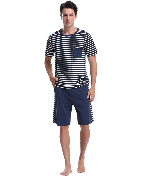 iClosam Men's Pajama Set Summer Short Sleeve Lounge Cotton Classic Striped Shorts & Shirt SleepwearS-XXL at Men’s Clothing store