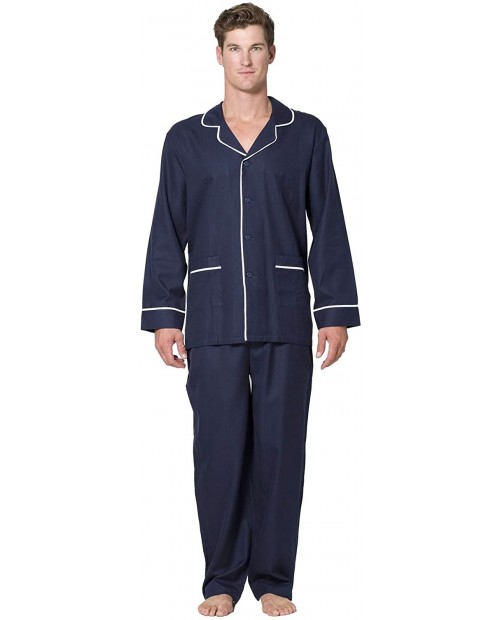 Intimo Mens Herringbone Long Pajama Set with Piping at  Men’s Clothing store
