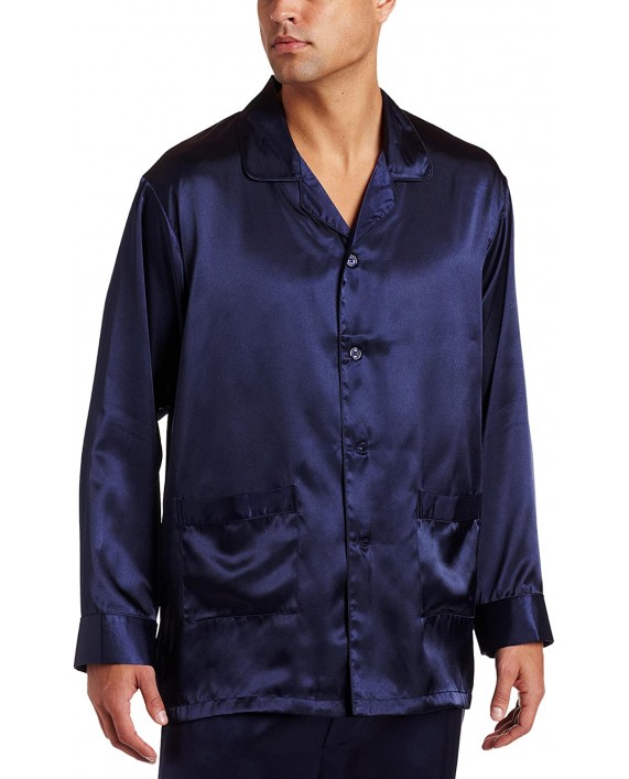 Intimo Men's Satin Pajama Sleep Top with Pockets at Men’s Clothing store Men S Black Silk Pajamas