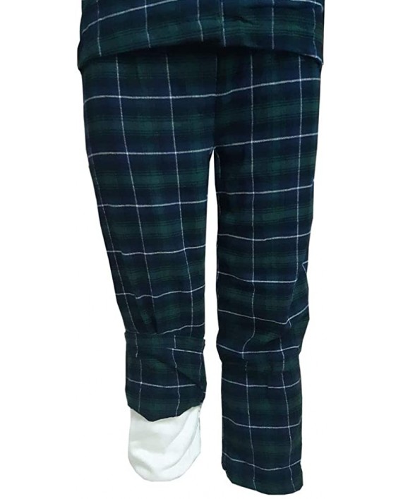 JOHN DUA Pajama Set 100% Cotton Flannel Winter Night Wear with Fur Green at Men’s Clothing store