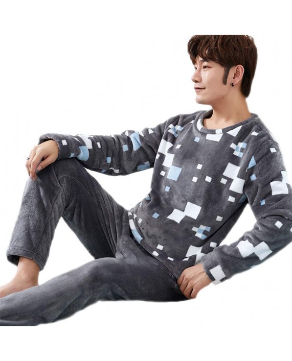 KTLRR Men's Cozy Loungewear Flannel Keep Warm Sleepwear Pajamas Long Joggers Pajamas Set at Men’s Clothing store