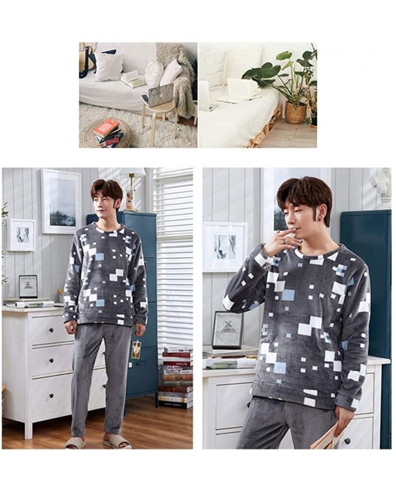 KTLRR Men's Cozy Loungewear Flannel Keep Warm Sleepwear Pajamas Long Joggers Pajamas Set at Men’s Clothing store