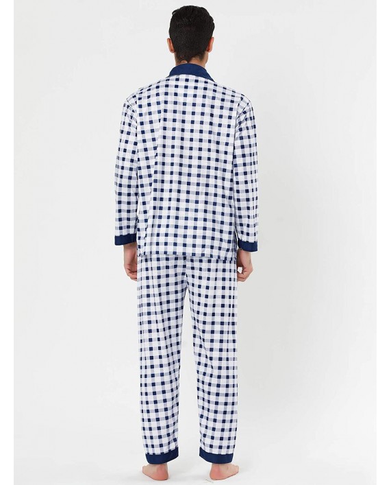 Lars Amadeus Men's Spring Sleepwears Nightwear Top and Pants Loungewear Classic Long Sleeve Button Down Plaid Pajama Set at Men’s Clothing store