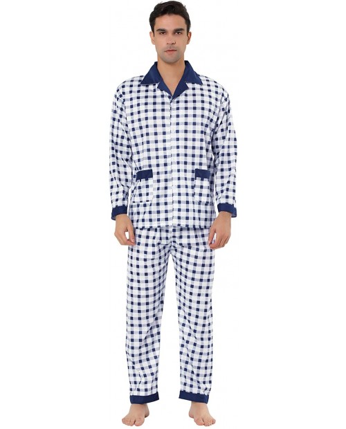 Lars Amadeus Men's Spring Sleepwears Nightwear Top and Pants Loungewear Classic Long Sleeve Button Down Plaid Pajama Set at  Men’s Clothing store