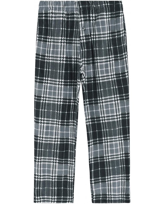 Latuza Men's Long Sleeves Top Fleece Plaid Pants Pajama Set at Men’s Clothing store