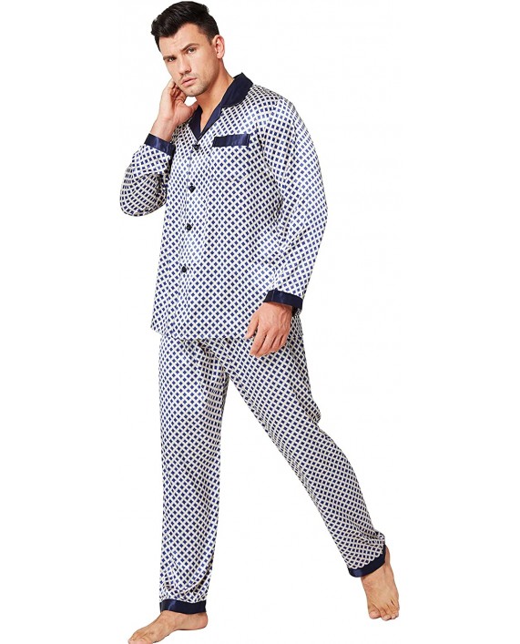 LONXU Mens Satin Pajamas Set Sleepwear Loungewear S~3XL Plus at Men’s Clothing store