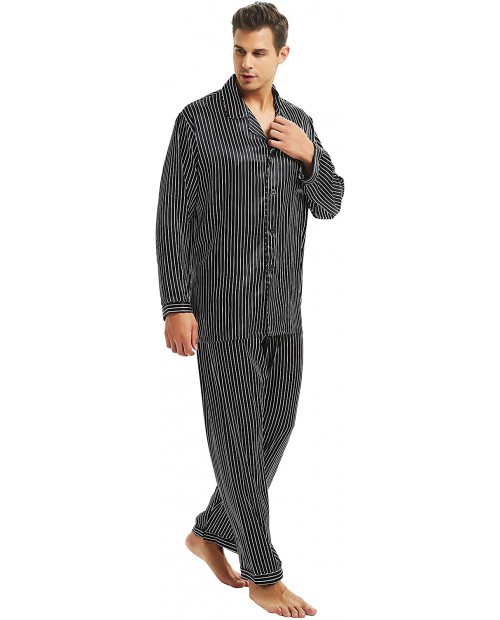 Lonxu Mens Silk Satin Pajamas Set Sleepwear Loungewear S~4XL Plus_Gifts at  Men’s Clothing store