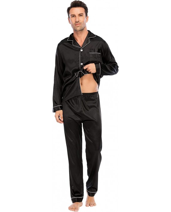 LZLER Mens Pajama Set，Classic Satin Pajamas for Men at Men’s Clothing store