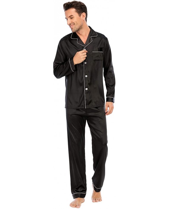 LZLER Mens Pajama Set，Classic Satin Pajamas for Men at Men’s Clothing store