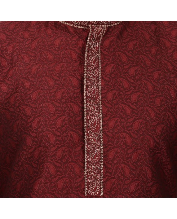 Maple Clothing Men's Kurta Pajama Jacquard Silk Indian Party Wear Apparel