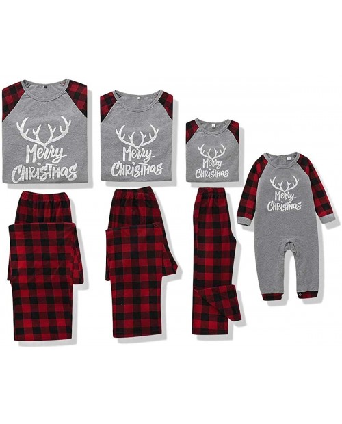 Matching Family Christmas Pajamas Sets Toddler Kids Children Plaid Printed Sleepwear Women Men PJs 4-5T Kids Grey