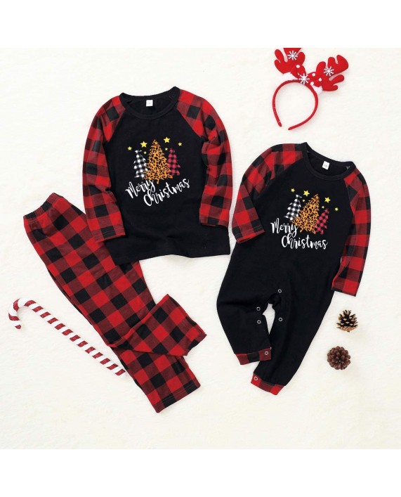Matching Family Pajamas Sets Christmas PJS Red Plaid Tee and Pants 2-Piece Fall Winter Clothes Loungewear Sleepwear at Men’s Clothing store