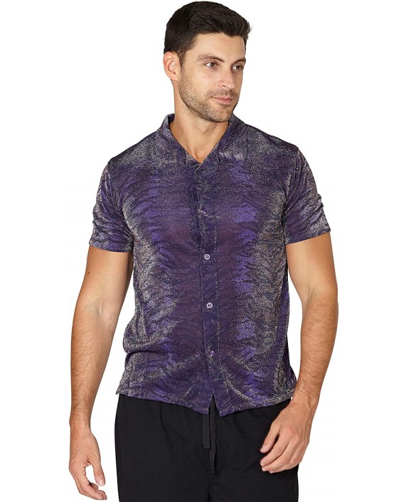 Mens' Animal Print Sparkle Button Up Sleep Shirt at Men’s Clothing store