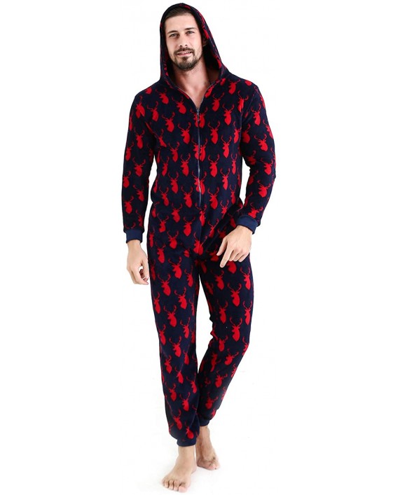 Mens Christmas Plush Hooded Onesie Pajamas at Men’s Clothing store