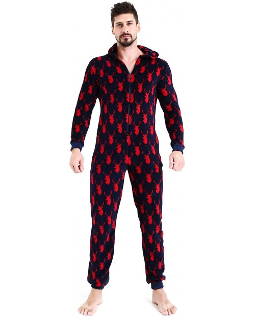 Mens Christmas Plush Hooded Onesie Pajamas at  Men’s Clothing store