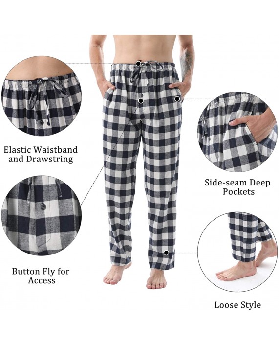 Mens Pajama Set Flannel Shirt and Pants Plaid Pjs Sets Long Sleeve Sleepwear Loungewear Cotton Pajamas at Men’s Clothing store