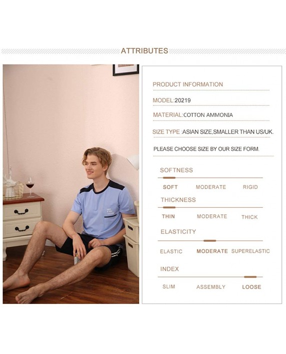 Men's Short Sleeve Striped Pajama Crew Neck Sleepwear Simple Shorts Pj sleepwear Set at Men’s Clothing store
