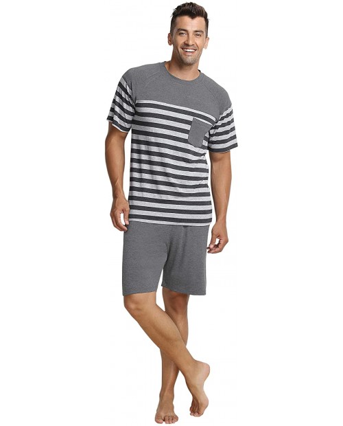 Men's Short Stripe Sleepwear Cotton Pajamas Soft Comfortable Classic Pjs Summer Set at  Men’s Clothing store