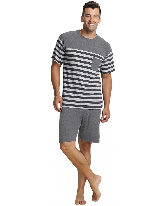 Men's Short Stripe Sleepwear Cotton Pajamas Soft Comfortable Classic Pjs Summer Set at Men’s Clothing store