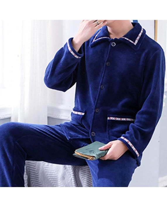 Men's Winter Fleece 2 Piece Pajamas Long Sleeve Flannel Sleep Set Loungewear at Men’s Clothing store