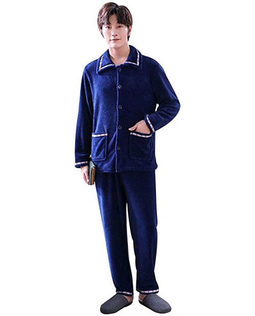 Men's Winter Fleece 2 Piece Pajamas Long Sleeve Flannel Sleep Set Loungewear at  Men’s Clothing store
