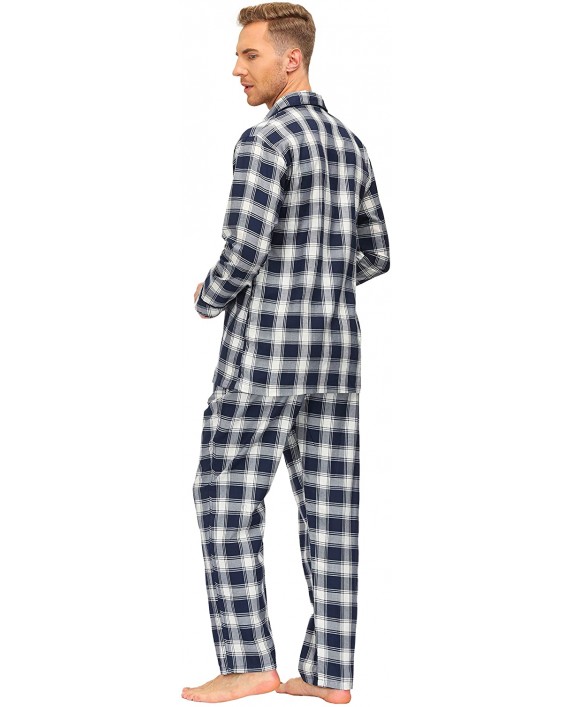MoFiz Mens Pajamas Sets Sleep Pants Sleep Pajama Bottom Loungewear House PJS Plaid Cotton at Men’s Clothing store