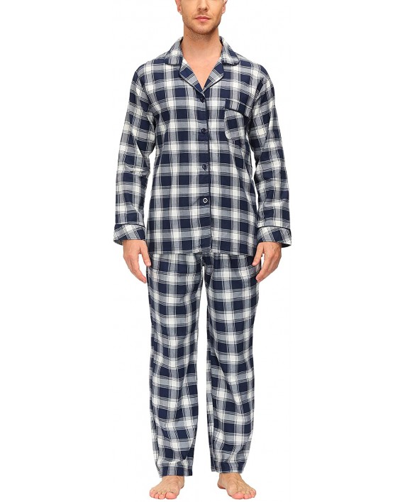 MoFiz Mens Pajamas Sets Sleep Pants Sleep Pajama Bottom Loungewear House PJS Plaid Cotton at Men’s Clothing store