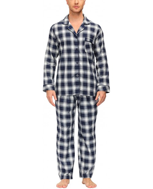MoFiz Mens Pajamas Sets Sleep Pants Sleep Pajama Bottom Loungewear House PJS Plaid Cotton at  Men’s Clothing store