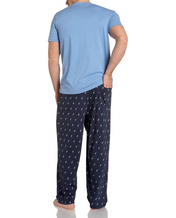 Nautica Men's J-class Print Navy Pant With Short Sleeve Blue Tee Boxed Gift Set Navy X-Large at Men’s Clothing store Pajama Sets
