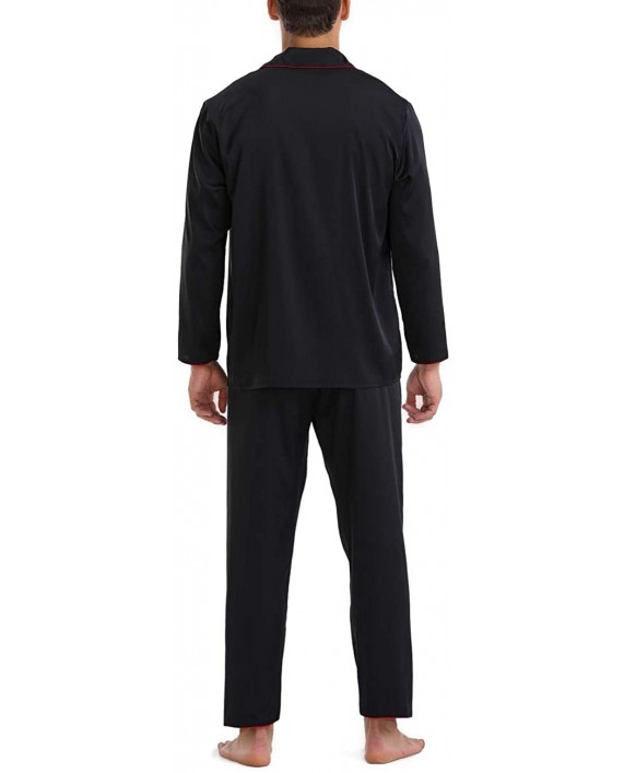 ninovino Men's Satin Pajamas Set Classic Button Down Long Sleeve with Pants Sleepwear Loungewear at Men’s Clothing store
