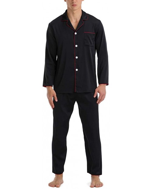 ninovino Men's Satin Pajamas Set Classic Button Down Long Sleeve with Pants Sleepwear Loungewear at  Men’s Clothing store