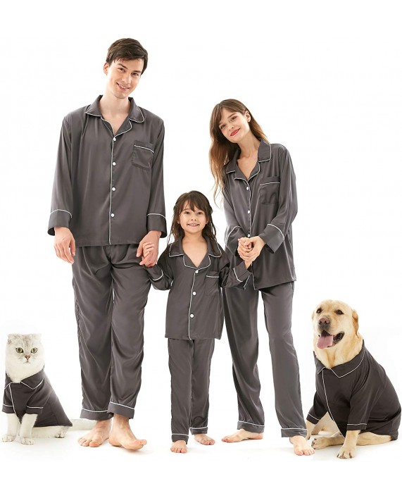 Silk Pajamas for Women & Men Christmas Silk Pjs Matching Satin Couple Set Family Sleepwear for Kids and Pets at Women’s Clothing store