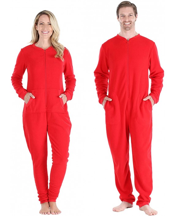 Sleepyheads Family Matching Fleece Buffalo Plaid and Solid Red Onesie Pajamas at Men’s Clothing store