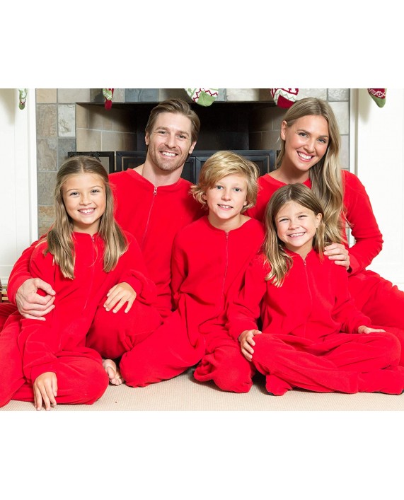 Sleepyheads Family Matching Fleece Buffalo Plaid and Solid Red Onesie Pajamas at Men’s Clothing store