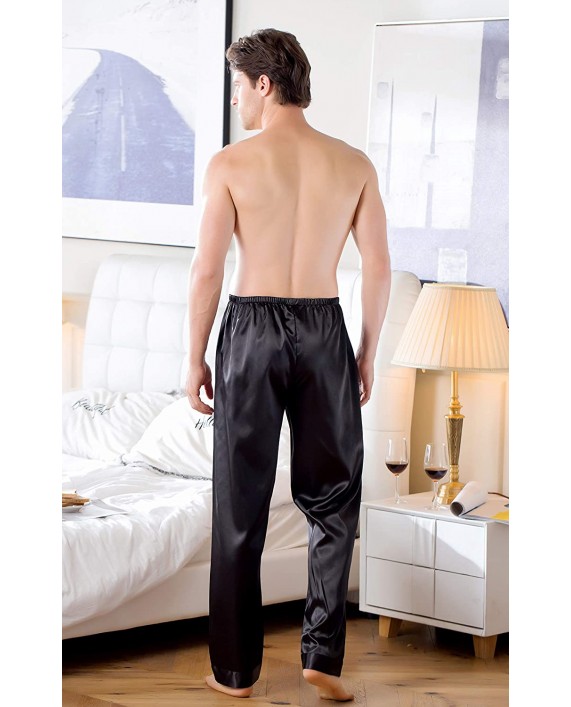 THWEI Mens Satin Pajamas Pants Pajamas Bottoms Lounge Pants at Men’s Clothing store