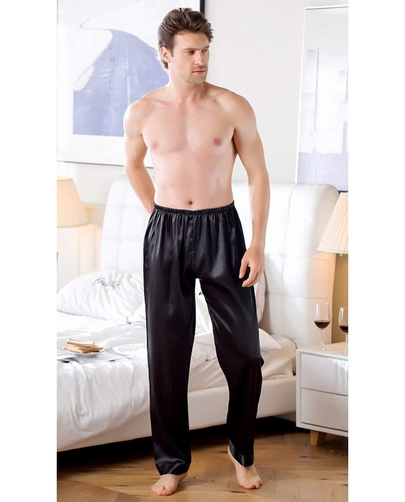 THWEI Mens Satin Pajamas Pants Pajamas Bottoms Lounge Pants at Men’s Clothing store
