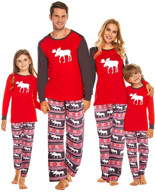 Tkria Matching Family Pajamas Christmas Elf Sleepwear Cotton Holiday Pjs Set Mum-M Red at  Men’s Clothing store
