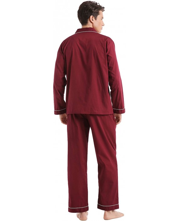 TONY AND CANDICE Men’s Cotton Pajama Set Long Sleeve Button-Down Woven Sleepwear at Men’s Clothing store