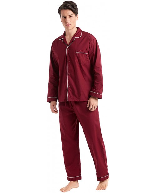 TONY AND CANDICE Men’s Cotton Pajama Set Long Sleeve Button-Down Woven Sleepwear at  Men’s Clothing store