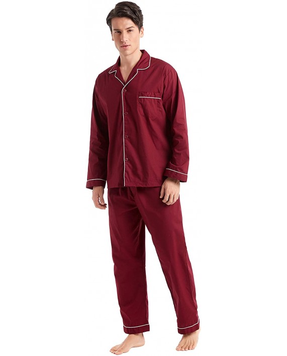 TONY AND CANDICE Men’s Cotton Pajama Set Long Sleeve Button-Down Woven Sleepwear at Men’s Clothing store