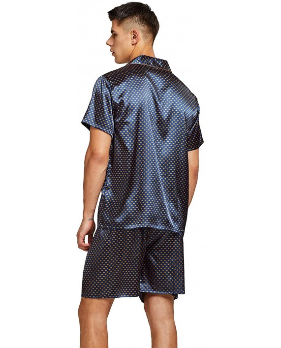 TONY AND CANDICE Men's Short Sleeve Satin Pajama Set with Shorts at Men’s Clothing store