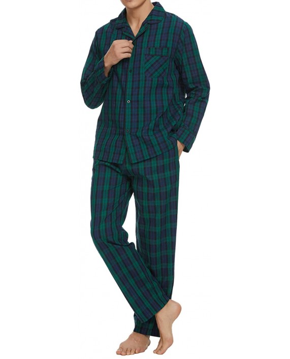 TOP-MAX Mens Pajamas Set 100% Cotton Mens Plaid Pajamas Set Long Sleeve PJS Super Soft Loungewear Sleepwear for Men