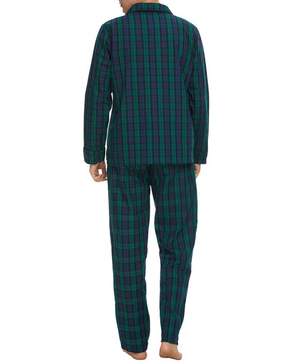 TOP-MAX Mens Pajamas Set 100% Cotton Mens Plaid Pajamas Set Long Sleeve PJS Super Soft Loungewear Sleepwear for Men
