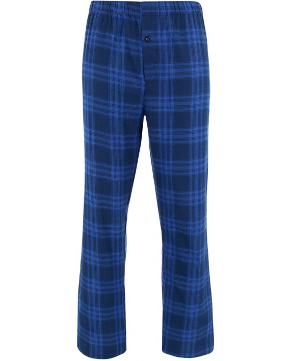 Wanted Men's 100% Cotton Flannel Long Pajama Set Small Blue with Navy at Men’s Clothing store