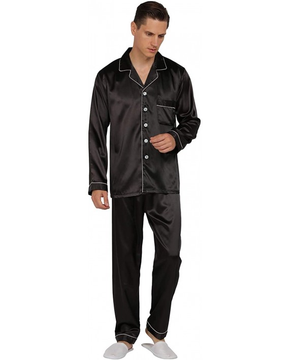 YIMANIE Mens Satin Pajamas Set Classic Sleepwear Loungewear at Men’s Clothing store