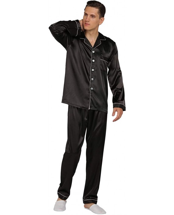 YIMANIE Mens Satin Pajamas Set Classic Sleepwear Loungewear at Men’s Clothing store