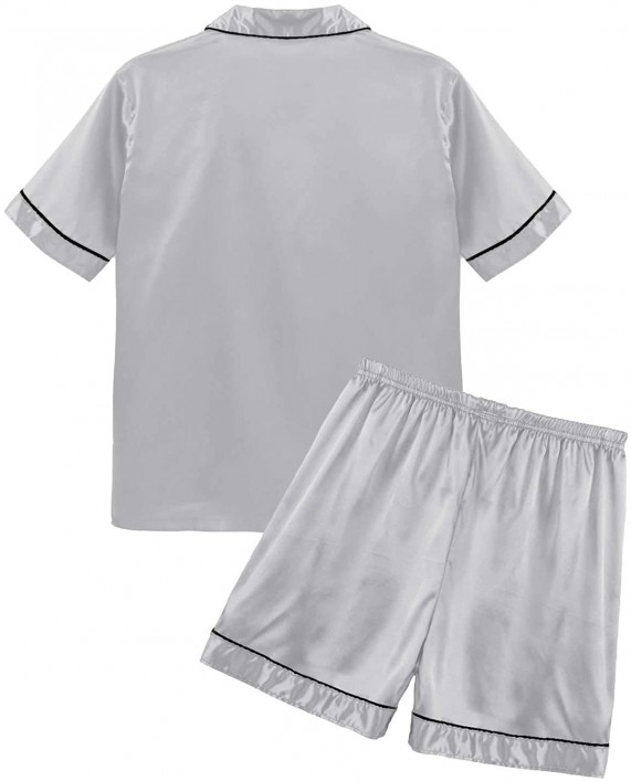 YiZYiF Men's Short Sleeve Satin Casual Nightshirt Top and Shorts Pajama Sleepwear Lounge Set at Men’s Clothing store