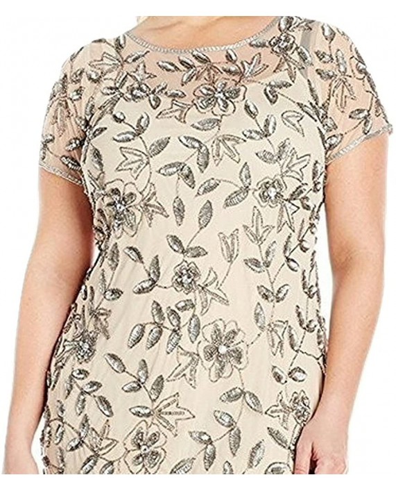 Adrianna Papell Women's Plus-Size Floral Beaded Gown with Godets